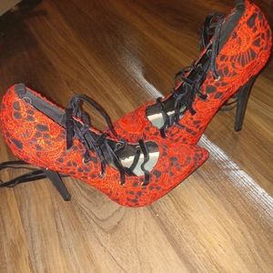 Strappy red pumps